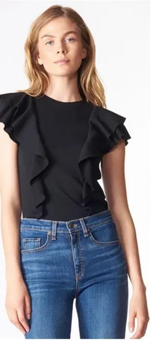 Veronica Beard Bea Black Ruffle Blouse thumbnail 1