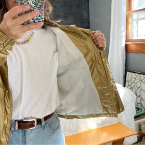 Lauren Ralph Lauren, gold metallic windbreaker. With hood and lined thumbnail 3