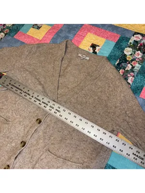 Madewell Women's L 100% Merino Wool Beige Button-Up “Cozy” Sweater Ultra Soft thumbnail 9