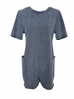 Mono B Romper Size Small Washed Black V-Back Pockets Casual Summer Vacation thumbnail 3