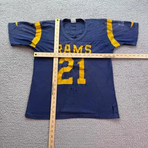 Vintage Rawlings Los Angeles Rams Shirt Jersey 21 Pleva Blue Made in USA Medium thumbnail 3