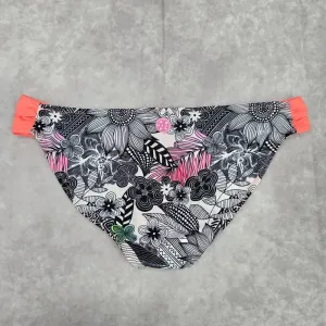 Maui and‎ Sons Black White Pink Floral Cheeky Medium Bikini Bottom Swimwear thumbnail 2