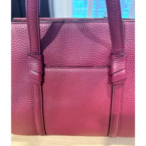 Kate Spade Burgundy Pebbled Leather and Suede Satchel Crossbody‎ Bag thumbnail 5
