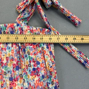 Amanda Uprichard Floral Pleated Romper Tie Shoulder Square Neck Multicolor M thumbnail 3