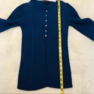 Anne Klein ribbed knit top blue size small thumbnail 8