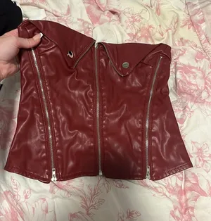 Edikted Red Leather Corset thumbnail 1