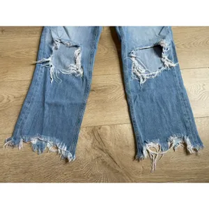 EUC We the Free People Jeans Womens Holes Knees Wide Distressed Button Fly sz 28 thumbnail 4