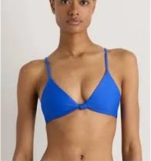 QUINCE Italian Knot Triangle Bikini Top SUSTAINABLE NWT Electric Blue Medium M thumbnail 1
