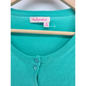 Fresh Produce Cardigan Womens XXL ALSCARD Teal Green Button Front EUC thumbnail 2