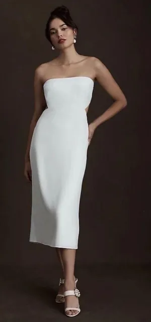 Sachin & Babi Sadie‎ Strapless White Midi Dress NWT Size 0 thumbnail 1