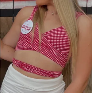 Red gingham wrap top thumbnail 1