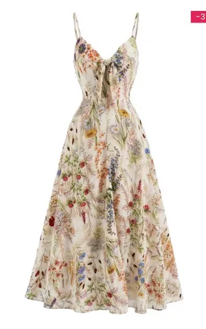 NWT Retro Stage Maxi Dress - Cream Floral Print thumbnail 1