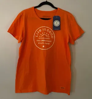 NWT Life Is Good Crusher-Lite Orange Fall Creek Falls Tennessee T-Shirt Large thumbnail 1