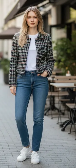 Naven AVEC Vintage-Style Multicolor Pixelated Woven Knit Button-Up Jacket thumbnail 1