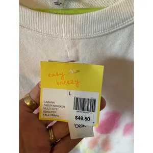 Cabana by Crown & Ivy Women Large Tie Dye Sweeper Sweatshirt Pink Yellow White thumbnail 5