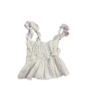 Abercrombie Fitch White Smocked Peplum Tank Top Ruffle Straps XS‎ Cottagecore thumbnail 2