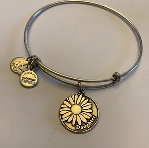 ALEX AND ANI Silver Daughter Charm Adjustable Bangle Bracelet thumbnail 1