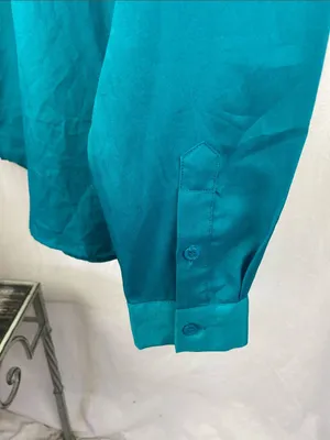 Jones New York Collection Teal Blue Long Sleeve Button Up Top Blouse 12 thumbnail 4