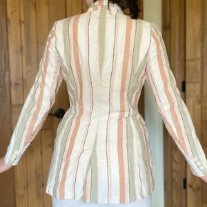Rachel Zoe Striped Linen Oversized Summer Coastal Resort Blazer Jacket thumbnail 2