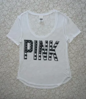 PINK Victoria's Secret White USA Flag Logo Shirt thumbnail 1