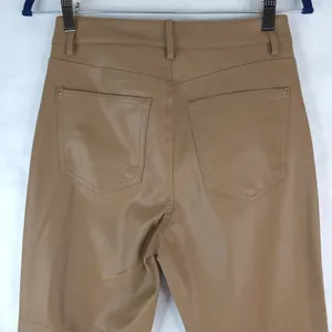 Zara Pants Womens 4 (27x25.5) Vegan Brown Faux Leather Flare Mid Rise‎ thumbnail 4