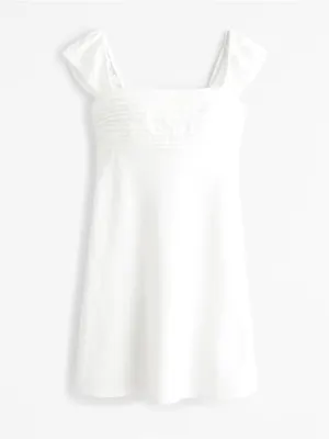 Abercrombie & Fitch A&F Emerson Cap Sleeve Mini Dress Linen White Medium NEW thumbnail 3