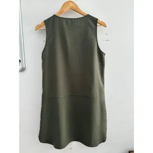 Gap Olive Green Sleeveless Drop Waist V-Neck Pocket Mini Dress Small thumbnail 4