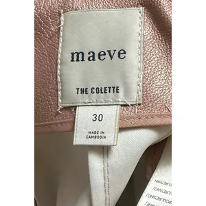 Maeve The Colette Crop Metallic Faux Leather Ruffle Hem Pants- Pink Metal Sz 30 thumbnail 7