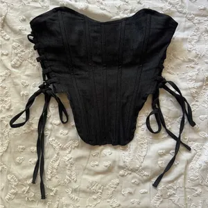 2Cute S Black Washed Tie Adjustable Tightness Corset thumbnail 1
