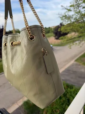 nwt coach Evelyn Shoulder Bag With Quilting gold/pistacho，cdr00 thumbnail 3