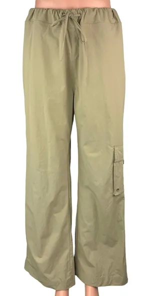 Mono B Women's Green Windbreaker Parachute Cargo Wide Leg Sweat Pants Size M thumbnail 1