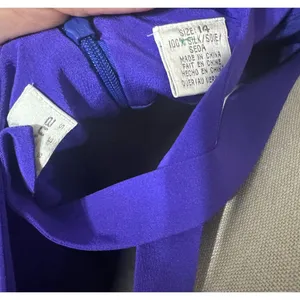 Liz Claiborne 100% Silk Midi Dress Purple‎ sz 14 side slit formal prom romantic thumbnail 8