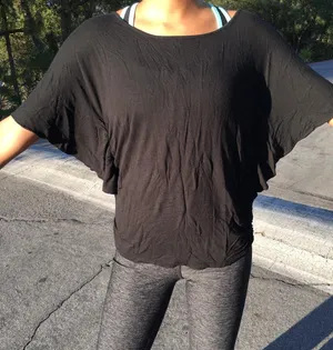 New York And Company Black Flowy Top thumbnail 1