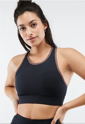 Fabletics Black Small Trinity High Impact Sports Bra Yoga Racerback‎ Athleisure thumbnail 1