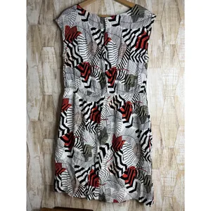 Ann Taylor LOFT Size L Abstract Tropical Leaf‎ Print Shift Dress Safari thumbnail 2