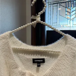 Express Cream V-Neck Sweater thumbnail 3