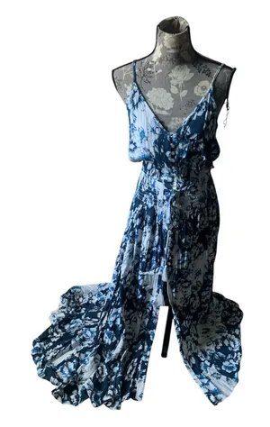 VICI Blue Floral Maxi Dress - Lightweight Spaghetti Strap thumbnail 1