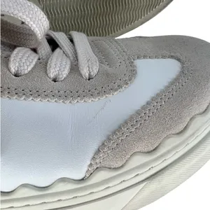 Chloé‎ Lauren Leather Suede Platform Sneakers White Beige 37 thumbnail 11