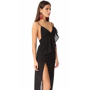 NWT NEW For Love and Lemons Black Flamenco‎ Maxi Dress Large LBD Off-Shoulder thumbnail 2