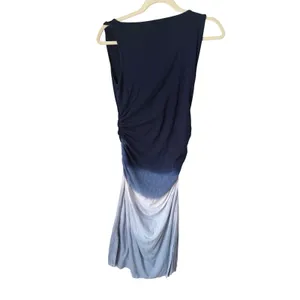 Athleta‎ Ombre Ruched Tank Dress Navy Blue White Blue Size S Made in USA thumbnail 2