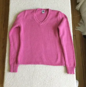Gap Vintage Y2K Chunky V-Neck Sweater Pink - Sz Small thumbnail 9