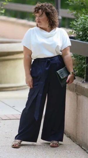 Universal Standard New Tresa Pant Goblin Blue Wide Leg High Rise Size L USPA1105 thumbnail 1
