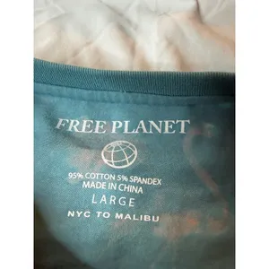 Free Planet Womens Flamingo‎ Tropical Floral T-Shirt Teal Blue Pink Large L thumbnail 3