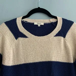 Madewell Striped Long Sleeve Knit Sweater Blue and Tan Size Xsmall thumbnail 9