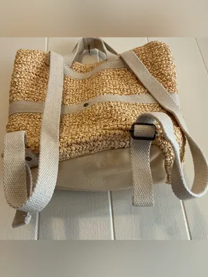 a Rare HTF NWT Beach Rip Curl Premium Woven Straw Cream Backpack Tote Bag thumbnail 5