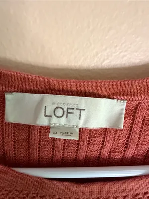 LOFT Rust Textured Crewneck Sweater thumbnail 2