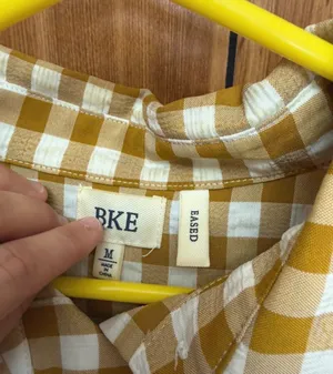 BKE mustard yellow button up top thumbnail 3