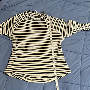 Free People Black and White Striped Long Sleeve shirt | Size Large thumbnail 7