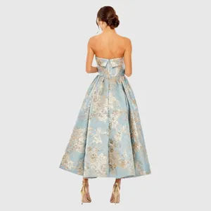 MAC DUGGAL 20726 Light Blue Strapless Brocade Midi Dress with Pockets Size 2 thumbnail 7