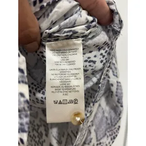 Anthropologie Pilcro Snake Print Button Up Shirt Top Tunic Sz Large Gray Modern thumbnail 3